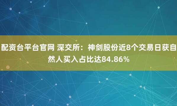配资台平台官网 深交所：神剑股份近8个交易日获自然人买入占比达84.86%